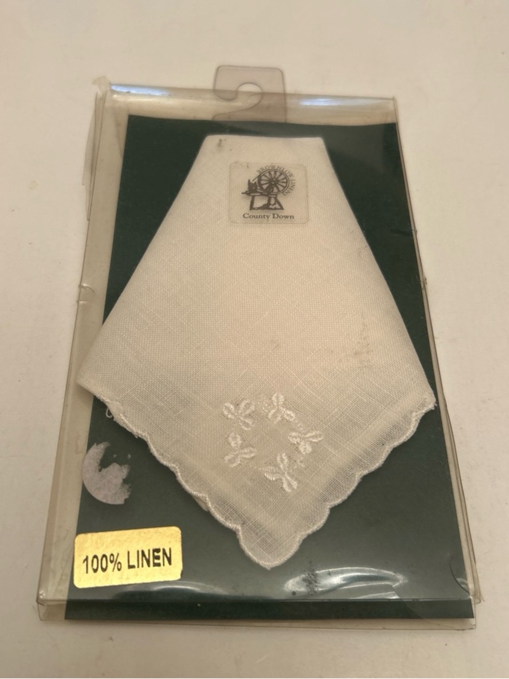 Brownlow County Down Irish Linen vintage handkerchief; white